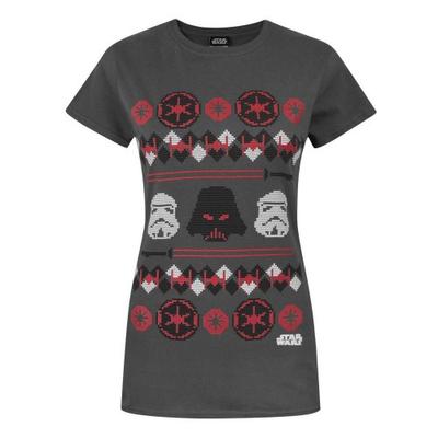 Womens/Ladies Darth Vader Fair Isle Christmas T-Shirt