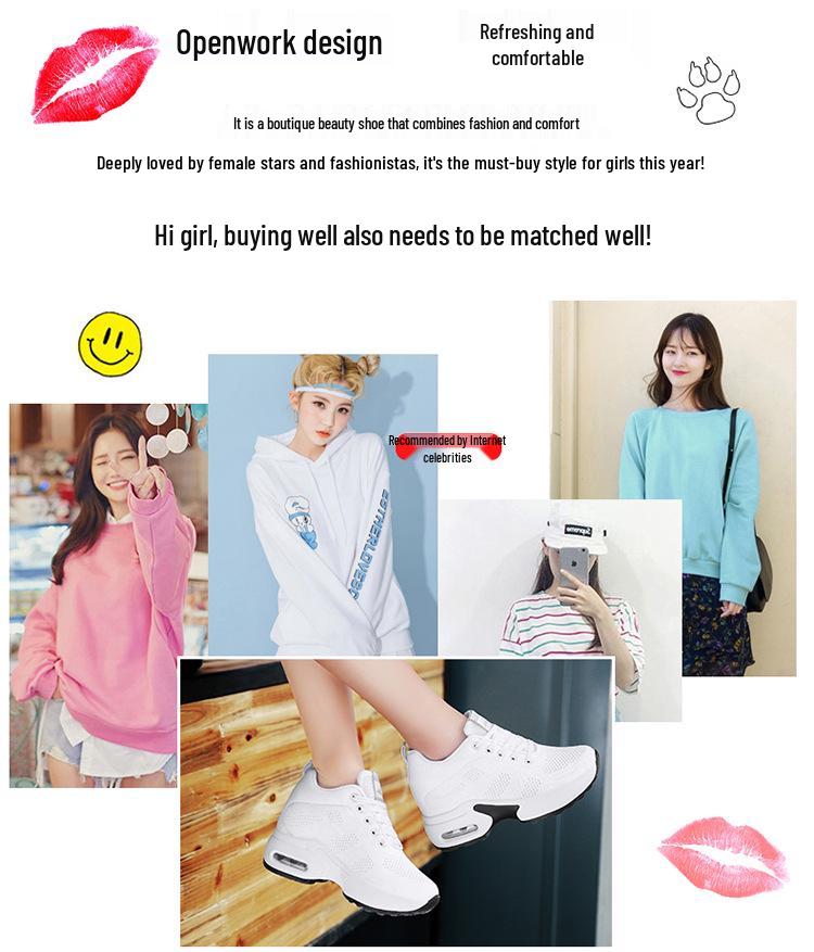 Damen Herbst Atmungsaktive Mesh Tanz-Sneaker: Innere Höhenerhöhung, Luftpolster, Weiche Sohle