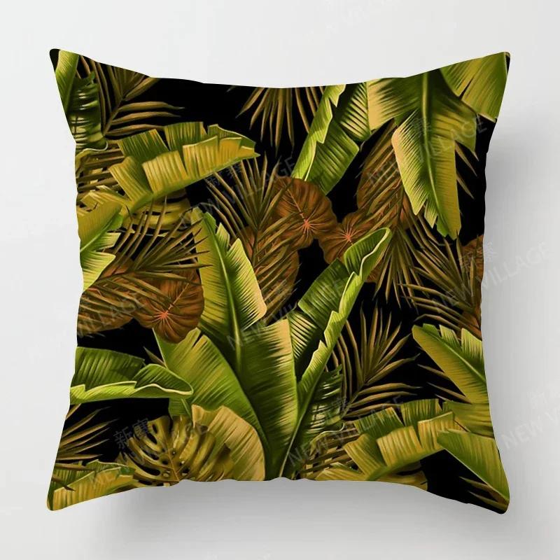 Nordic fall home decor autumn throw pillow case sofa Cushion cover modern 45x45cm 45*45 50x50 60x60cm 40*40cm green leaf plant