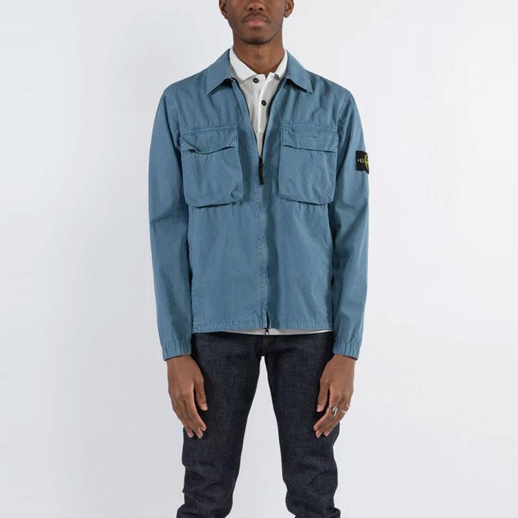 Stone Island Double Pocket Washed Long Sleeve Jacket Men jackets Sugar-Grey 7615114WN-V0146