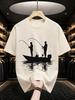 2026 New Cotton Tshirt Duo Fishing On A Boat Silhouette Print Crew Neck Short Sleeve Casual Trendy Wear