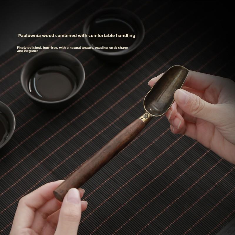 Vintage Ebony Tea Spoon Solid Wood Handle Teaspoon Retro Tea Shovel KongFu Tea Ceremony Accessories Teaspoon Gift