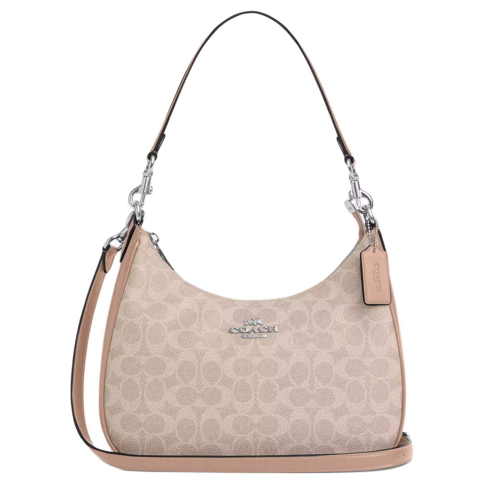 Coach Women's Beige Teri 29 Logo Zip Closure Coated Canvas Tote Crossbody Shoulder Bag Large Bags Cv940-Svpwh