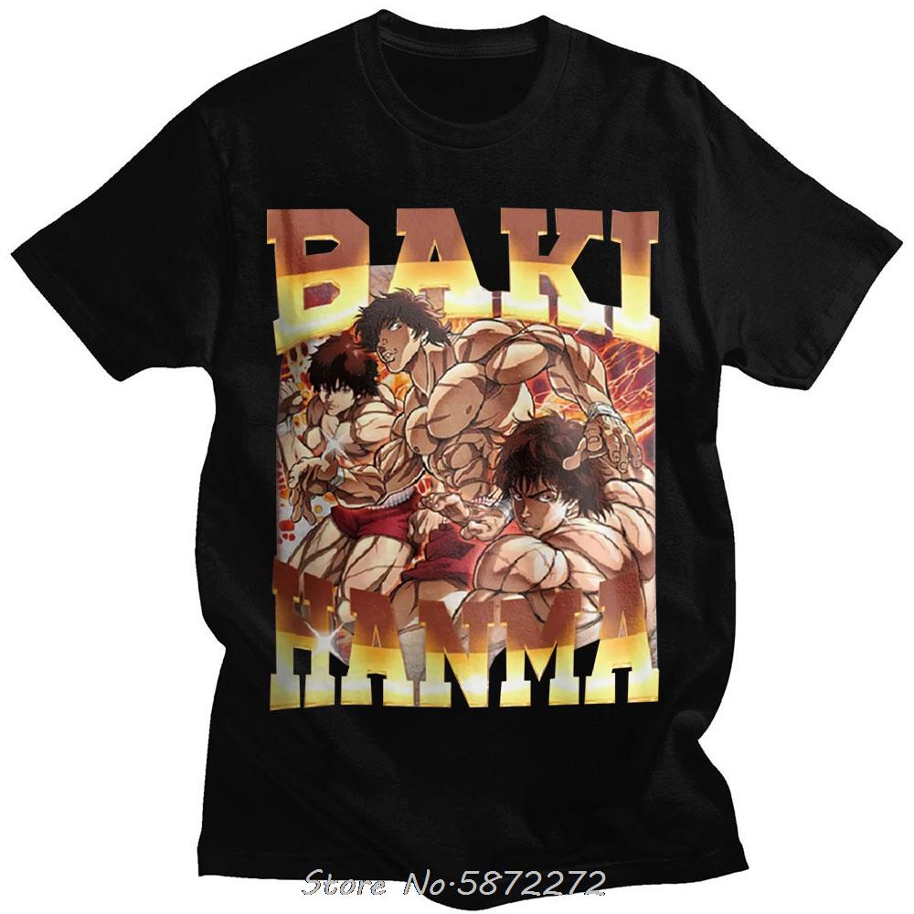 Baki The Grappler Anime Unisex T-Shirt Yujiro Hanma Lässiges Unisex Baumwoll-T-Shirt Kleidung Für Teenager Klassisches Punk-T-Shirt T-Shirt Kleidung