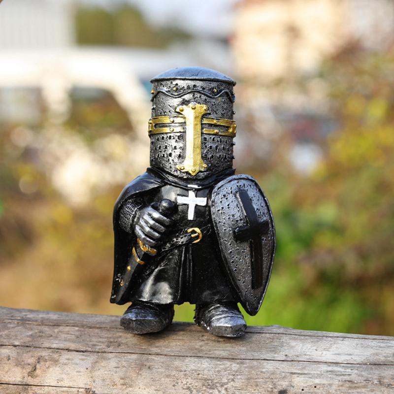 Trpasličí ozdoba socha venkovní dekorace dvora zahradní goblin voják rytíř stráž figurka brnění miniaturní socha dekorace