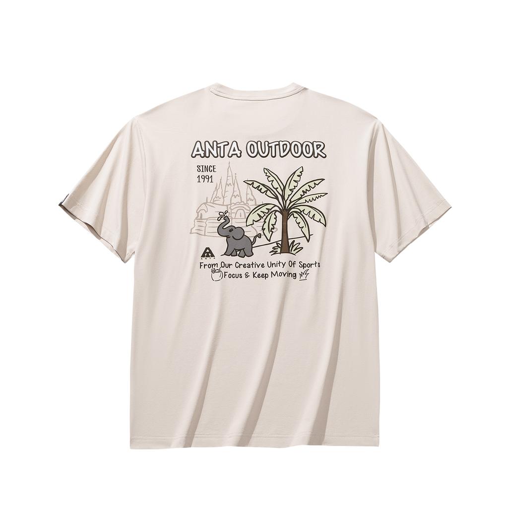 Anta Outdoors Short Sleeve Knitted T-Shirt Summer 2026 Unisex Tops Milled-Gray 972626101-1