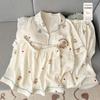 Women's Summer Cartoon Pajama Set: Short-Sleeved, Thin, 3-Piece with Chest Pads Suitable for Home or Outdoor Wear