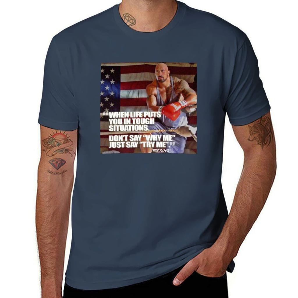Dwayne Johnson T-Shirt Lässiges Grafikdruck-T-Shirt