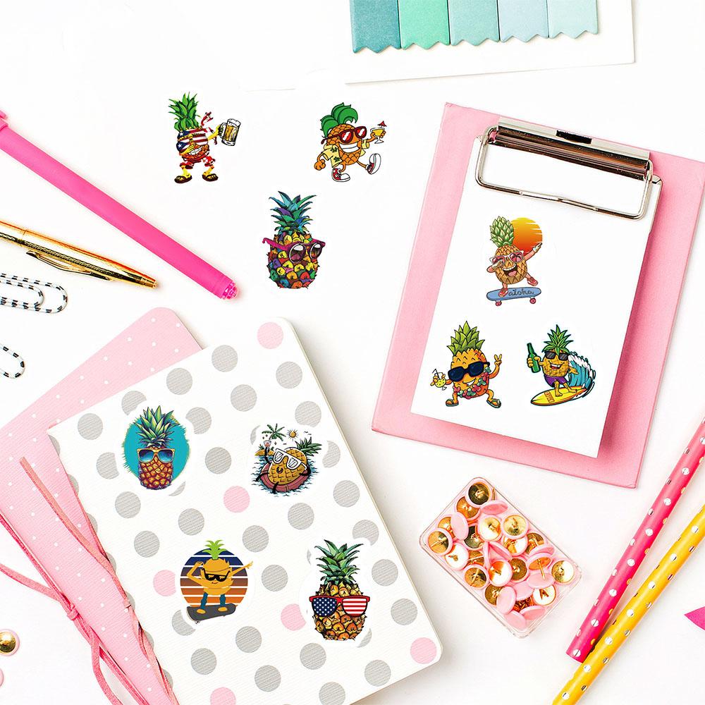 500PCS Beach Pineapple Roll Stickers Notebook Laptop Luggage PVC Refrigerator Word for School Stationery Funny Creative Stickers