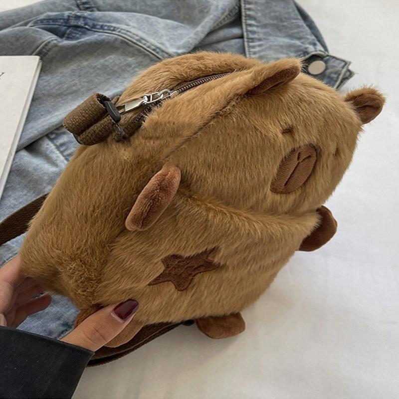 Cute children's dolphin plush crossbody bag, imitating a lightweight daily commuting shoulder bag, with adjustable shoulder straps and zipper closure
