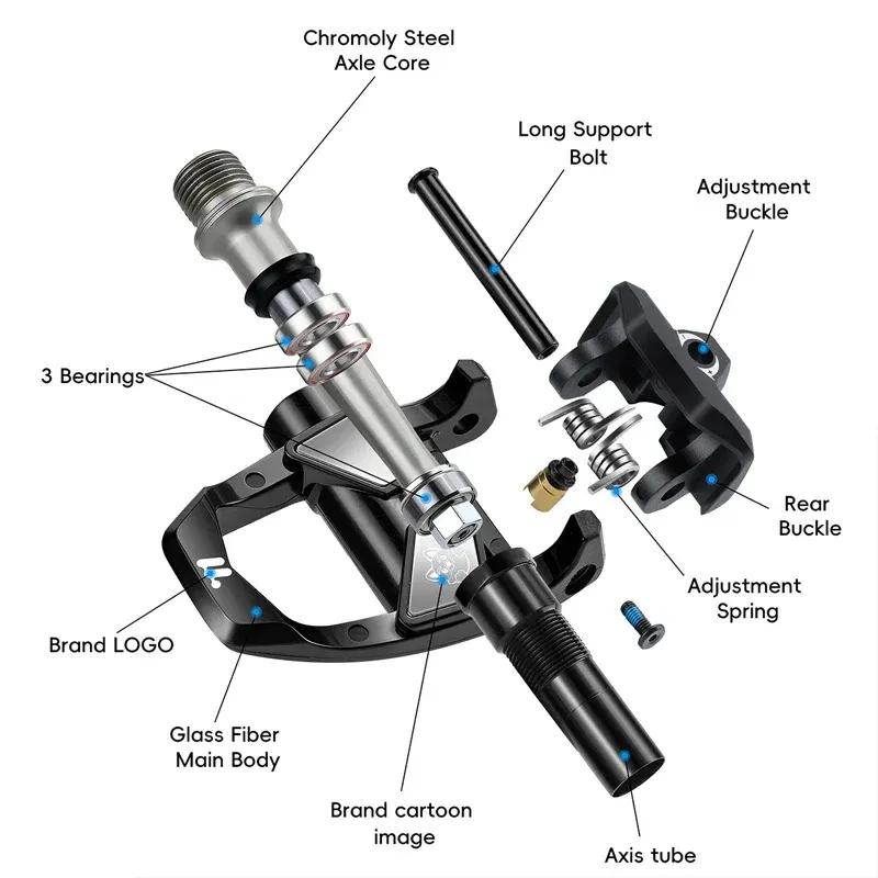 WEST BIKING Road Bike Pedals Nylon Bicycle Locking Pedals Cycling Bearing Cleats Clipless Pedal Look System With Locking Plates