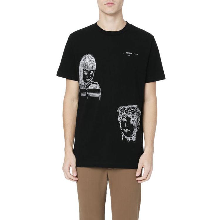 Off-White SS20 Little Figure Print Short Sleeve T-Shirt Men Tops Black OMAA027S201850091001