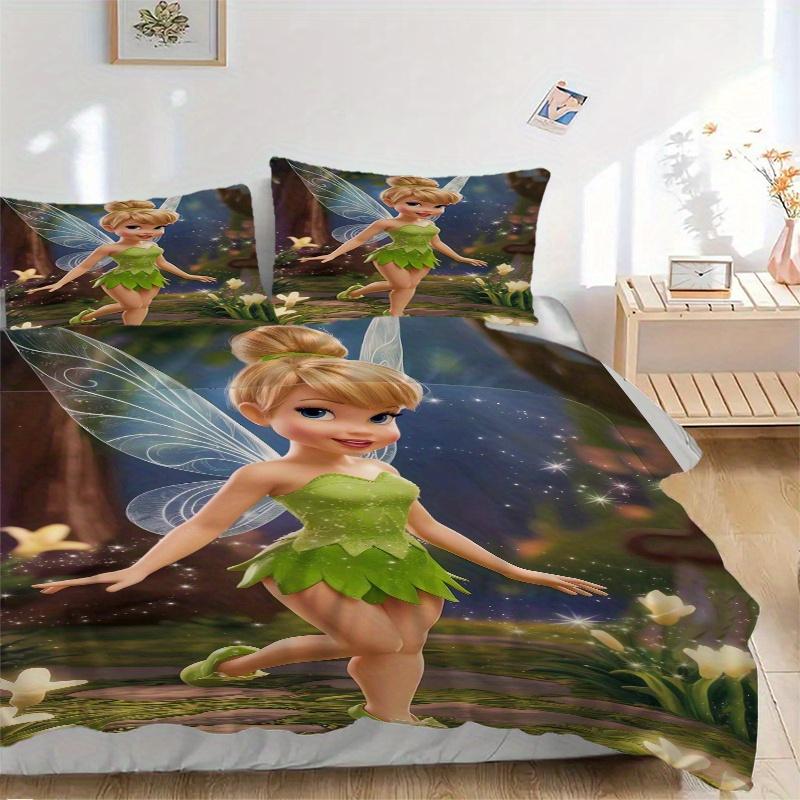 3pcs Tinkerbell Fairy Wings Print Bedding Set (1 Cover + 2 Pillowcases, Without Inserts), S075
