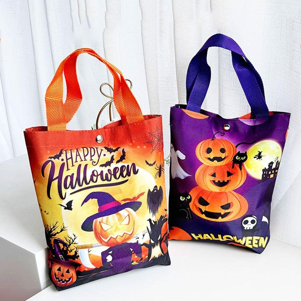 Handheld Halloween Candy Tote Bag Pumpkin Pattern Design Halloween Gift Handbag  Halloween Party