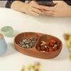 Walnut Wood Boat-Shaped Double Compartment Serving Dish