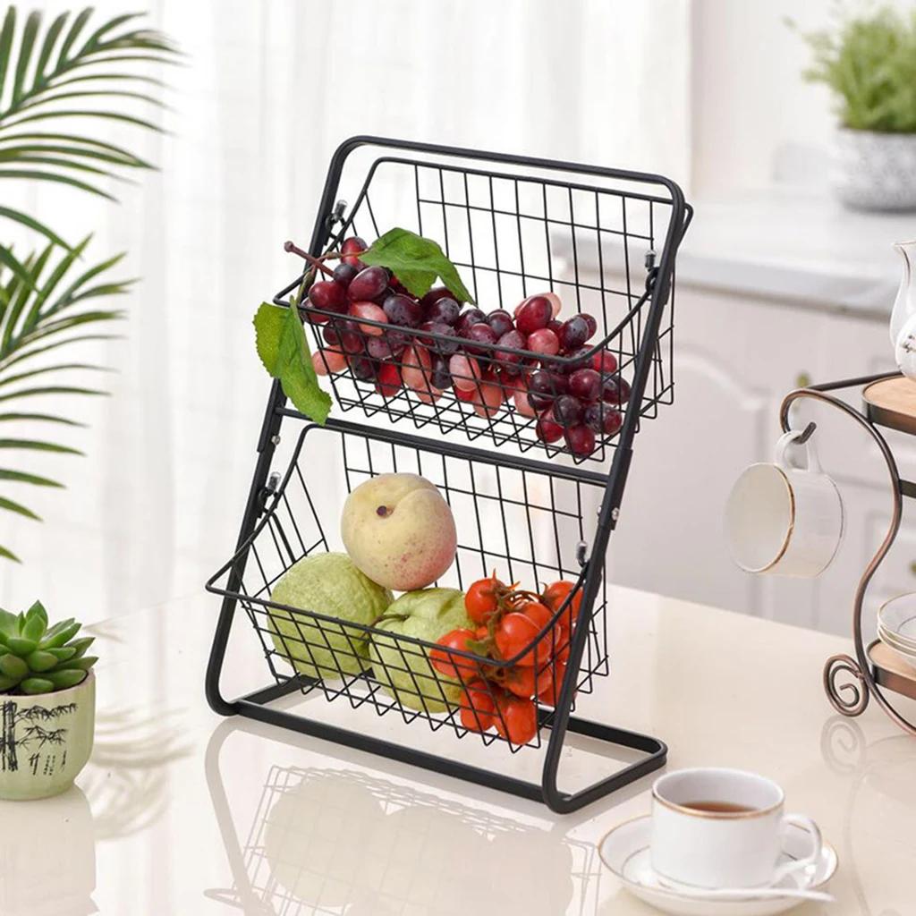 Kitchen Fruit and Vegetable Storage Rack Household Kitchen Living Room Vegetable and Fruit Basket Compartmentalized Storage Rack