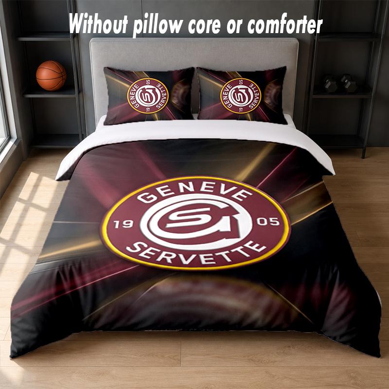 Servette FC Design Bed Bedding Set 1 Duvet Cover + 2 Pillowcases Soft Breathable Household Bed Linens