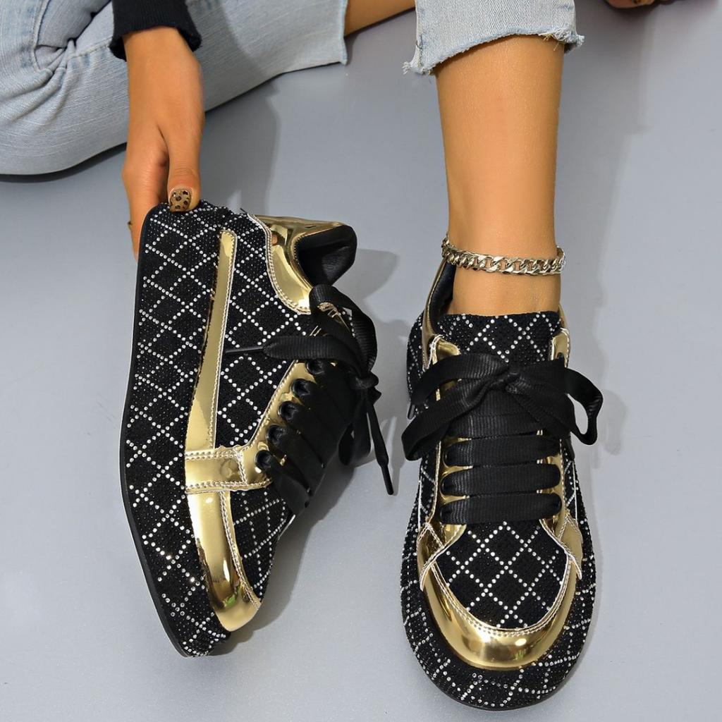 Full Diamond Ladies Spring, Summer and Autumn Four Seasons Breathable Thick Sole Comfortable Women's Casual Sports Sneakers