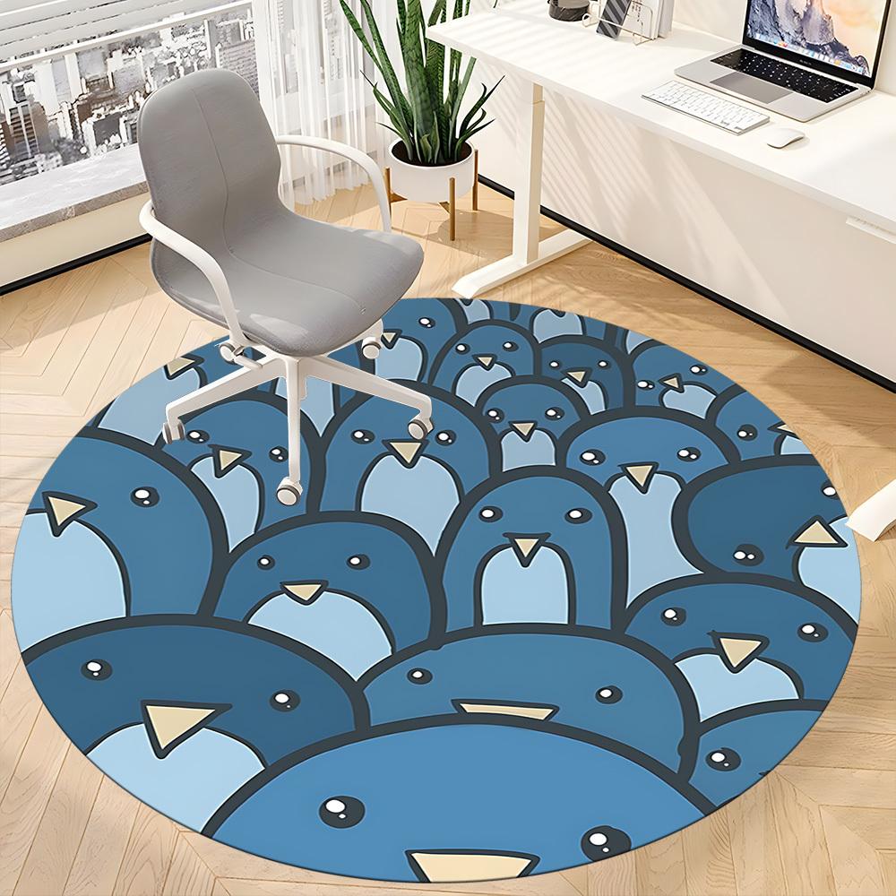 1pc Penguin Pattern Office Round Area Rug, Indoor Mat Suitable ForOffice, Under Office Chairs Bedroom Living Room Home Decor, Room Deco, N64