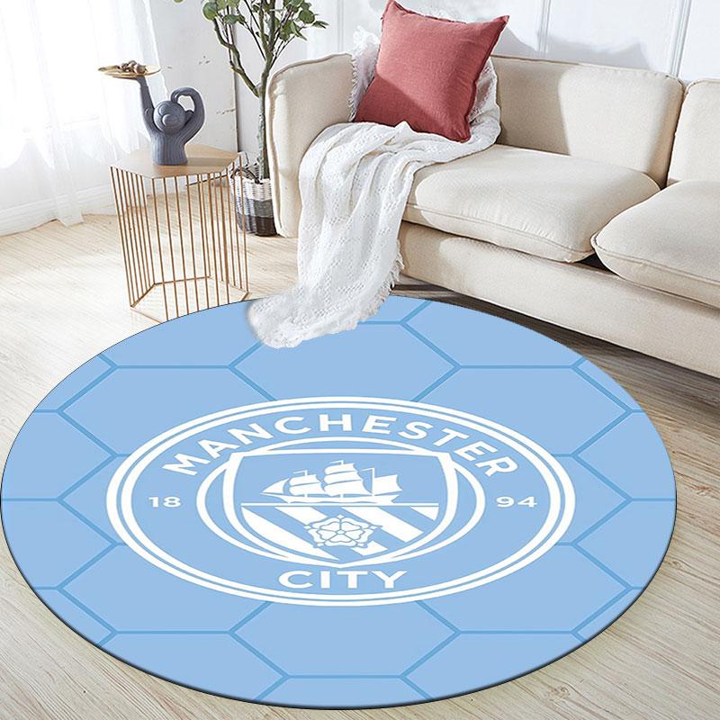MCFC Pattern Round rug,Carpet Rug for Living Room Bedroom Playroom ,Non-slip Floor Mat,Holiday Gifts and Birthday Gifts.