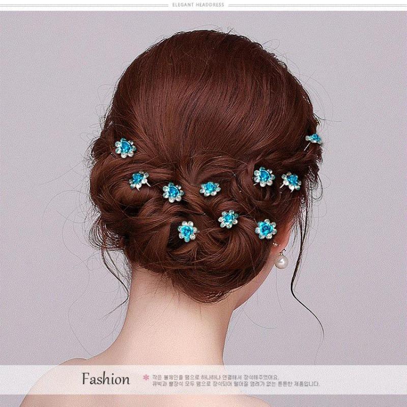 20pcs/set Women U-shaped Hair Fork Pin Crystal Rose Flower Hairclips Rhinestone Hair Stick Wedding Bridal Jewelry Headwear Gift