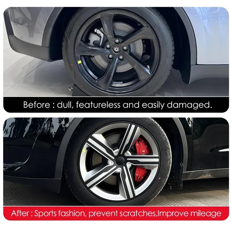 YIKUN 4PCS 19 Inch Wheel Cover for Tesla Model Y Juniper 2025 Performance Full Rims Car Accessories Crossflow Wheels Hubcap caps