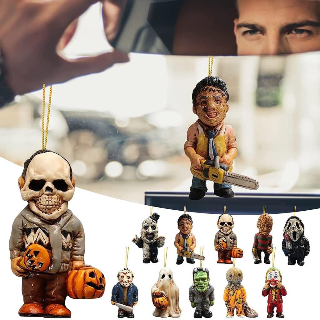 Vintage Acrylic Horror Movie Garden Gnome Rearview Mirror Decoration For Halloween