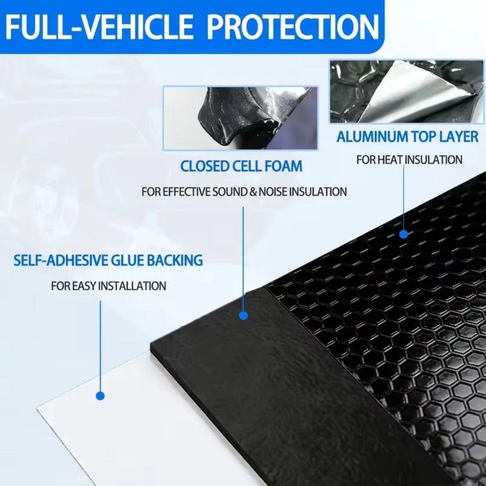 1Pcs Aluminum Foil Coated Car Sound Deadener 20x10cm Soundproofing Board  for Car Door Trunk Hood