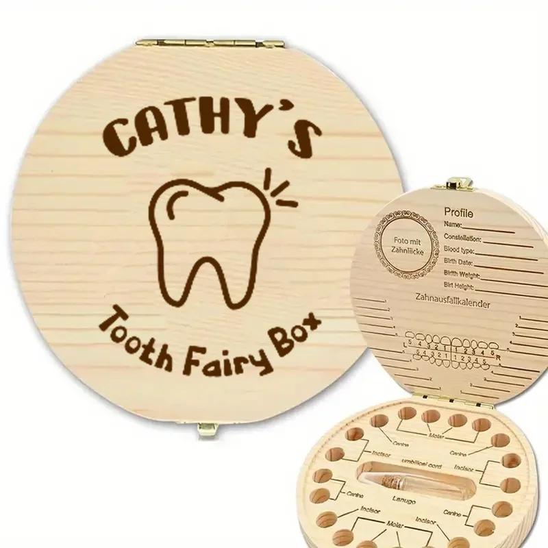 1PCS Free Customization Wooden Tooth Storage Box Baby Tooth Wood Storage Box Organizer Teeth Kids Christening Case Birthday Gift
