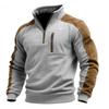 Men's Stand-up Collar Pullover Zipper Sweatshirt with Color-blocking and Fashionable, Casual and Warm Men's Sweatshirt