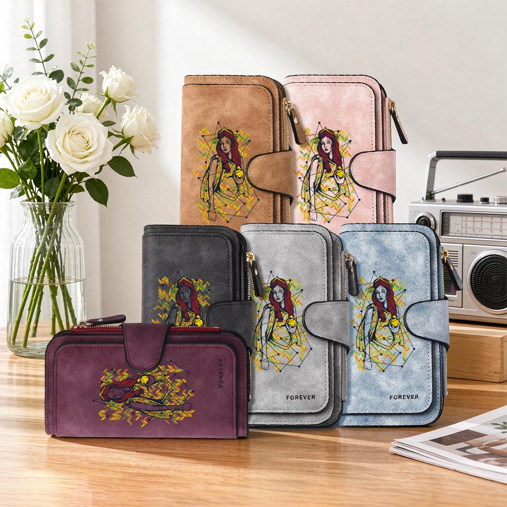 Vintage Print Wallet with Multiple Card Slots Fashionable Portable Daily Use Purse