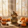 Maple Leaf Desktop Ornament Fall Scarecrow Figurine, Wooden Pumpkin Statue, Rustic Autumn Durable Craft Figurines Harvest Tabletop Decoration