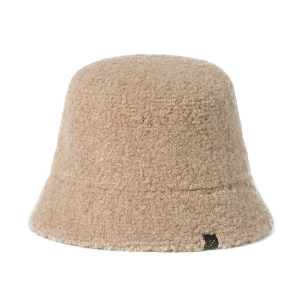 SIGGI Bucket Capelin Solid Cold Gift Idea Women's Hat, Hat, Wool, Thick, Casual, Slimming, Weather, Cycling, Fall/Winter, (M, Camel)