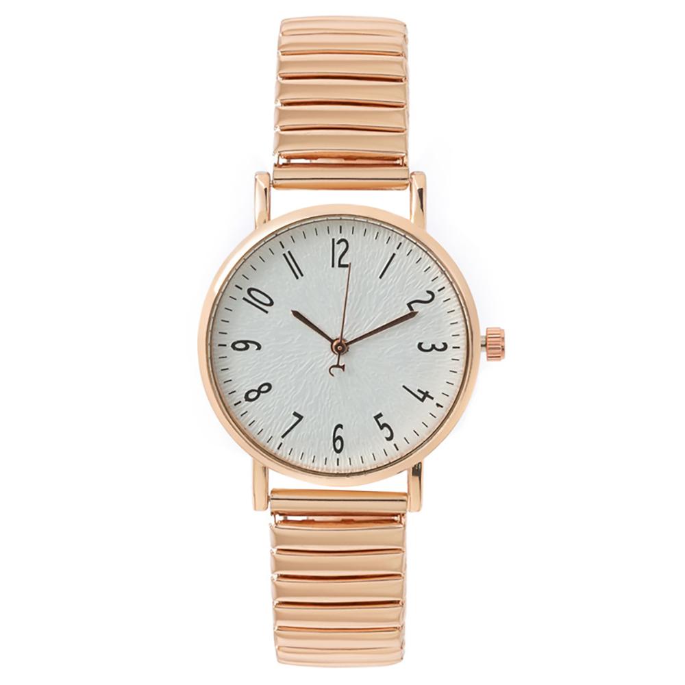 Women's Fashion Simple Digital Design Quartz Watch Casual Stainless Steel Stretch Buckleless Strap Ladies Clock Dress Watches