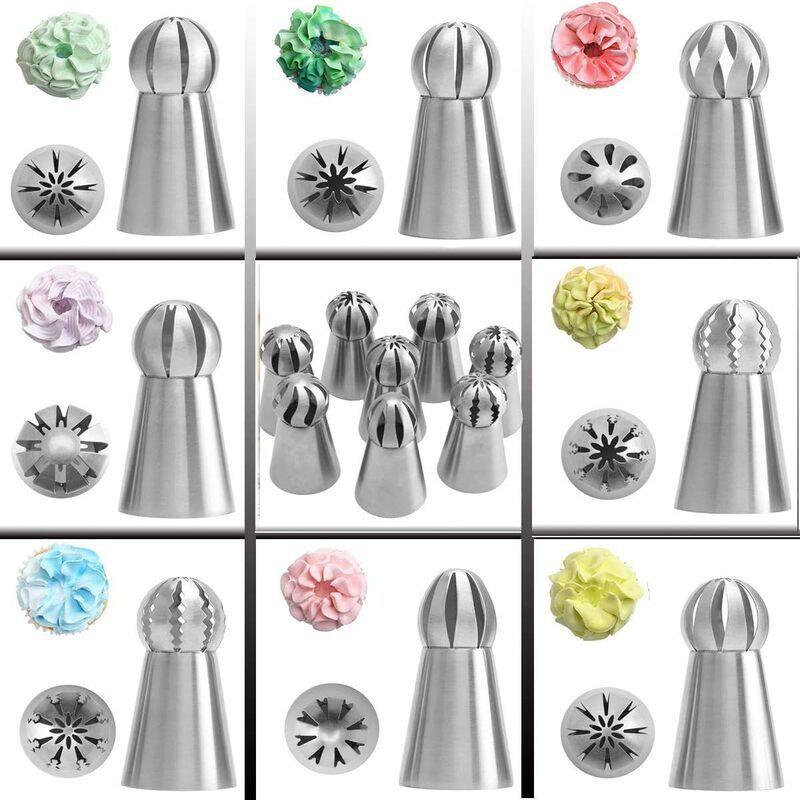 3-Piece Stainless Steel Torch Tip Set Cake Decorating Piping Nozzles Ball-Shaped Icing Tips