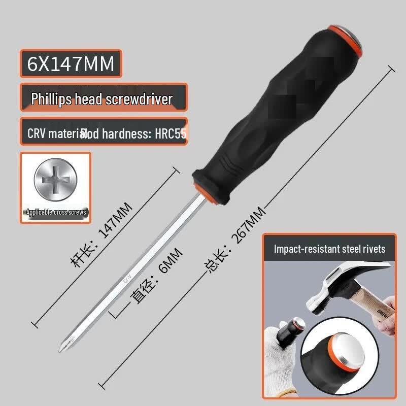 Nanluoke Industrial Grade Hammer-Through Phillips Screwdriver