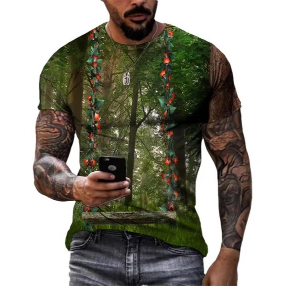 

Мир сказок Волшебный лес Мужская футболка Харадзюку с 3D-печатью, персонализированная, с круглым вырезом и коротким рукавом S