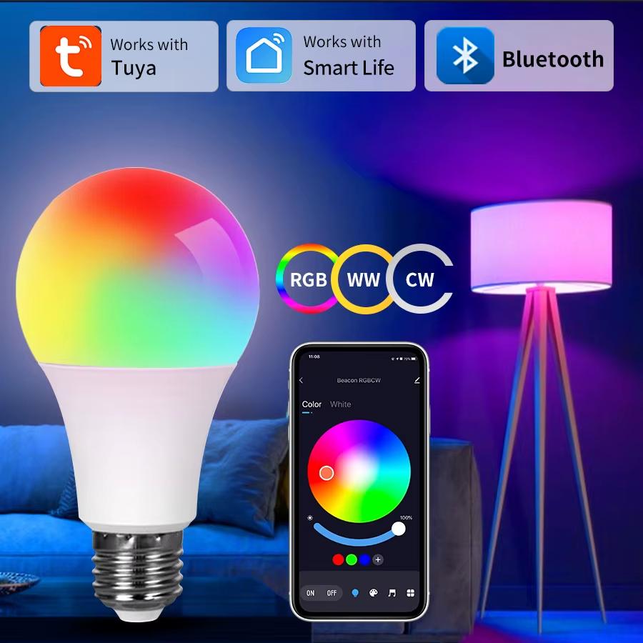 E27 Bluetooth Smart RGB LED Bulb 9W 220V Tuya/Smart life APP Control Dimmable Lamp with Timer Music Sync for Home Decor Lighting