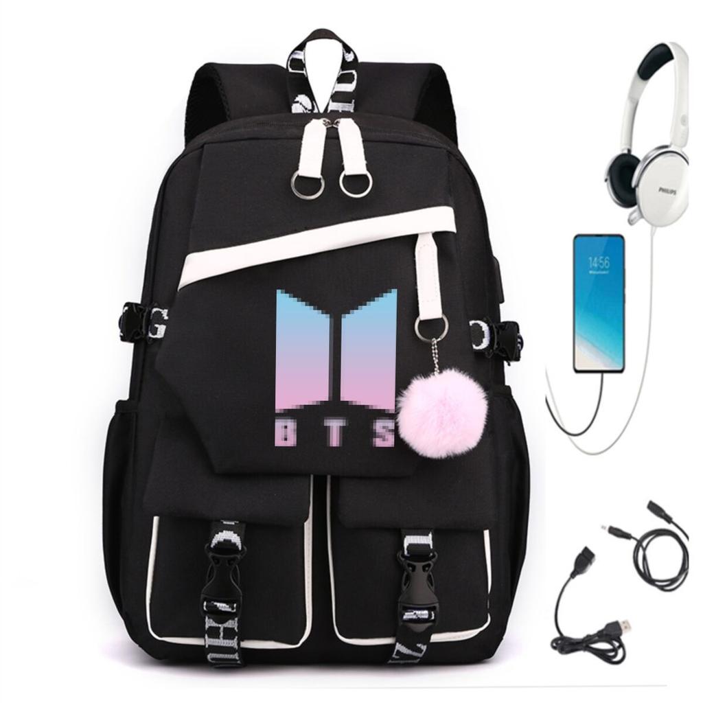 3 Piece School Backpack Set for Students Large Capacity Oxford Cloth Schoolbag with Shoulder Strap and Pencil Case