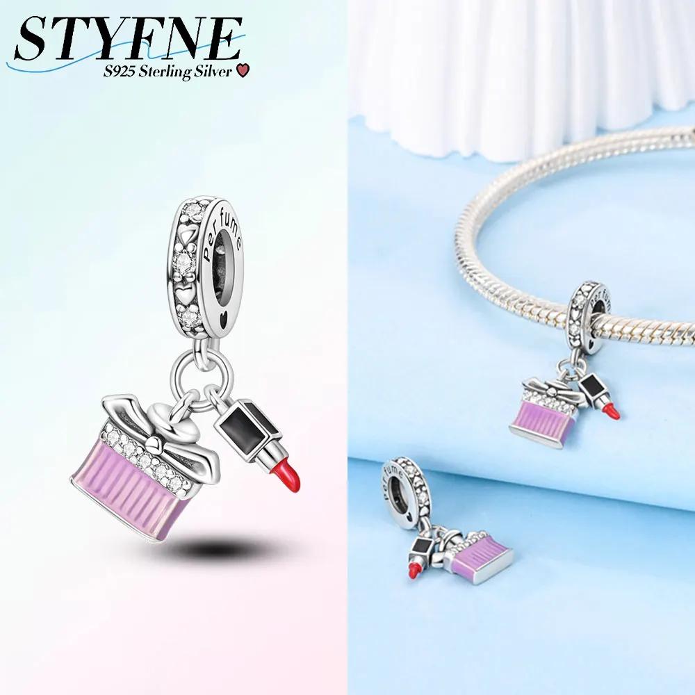 

Charmscopperpink Perfume Bottle Lipstick Beads Fit Plataoriginal Bracelets Women Jewellery Making Gifts