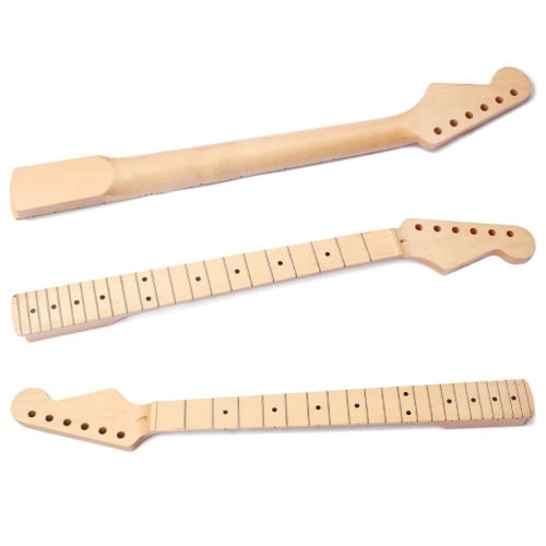 YUAXIA 10-Piece 22-Fret Electric Guitar Neck, 26.6-Inch, Canadian Maple, Replacement Neck Parts, Electronic Rubbers