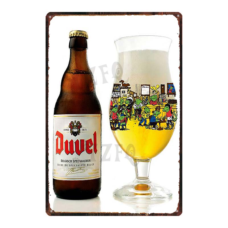 YZFQ Belgické Pivo Duvel Plechové Kovové Značky Deska Vintage Hudební Bar Restaurace Domov Pánská Jeskyně Dekor Nástěnné Samolepky DU-7713B