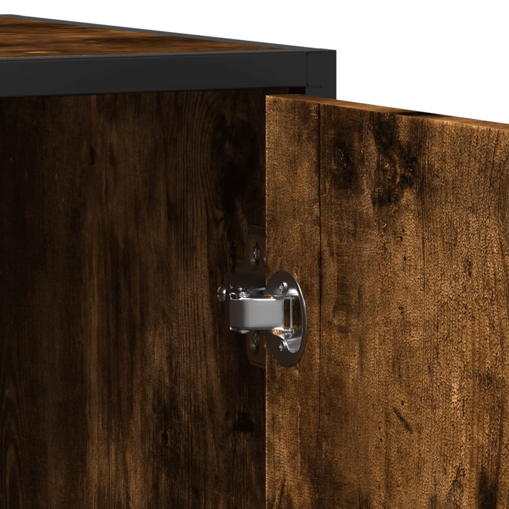 Vidaxl Cabinet, Smoked Oak, 92X35X76 Cm, Wood-Based Material
