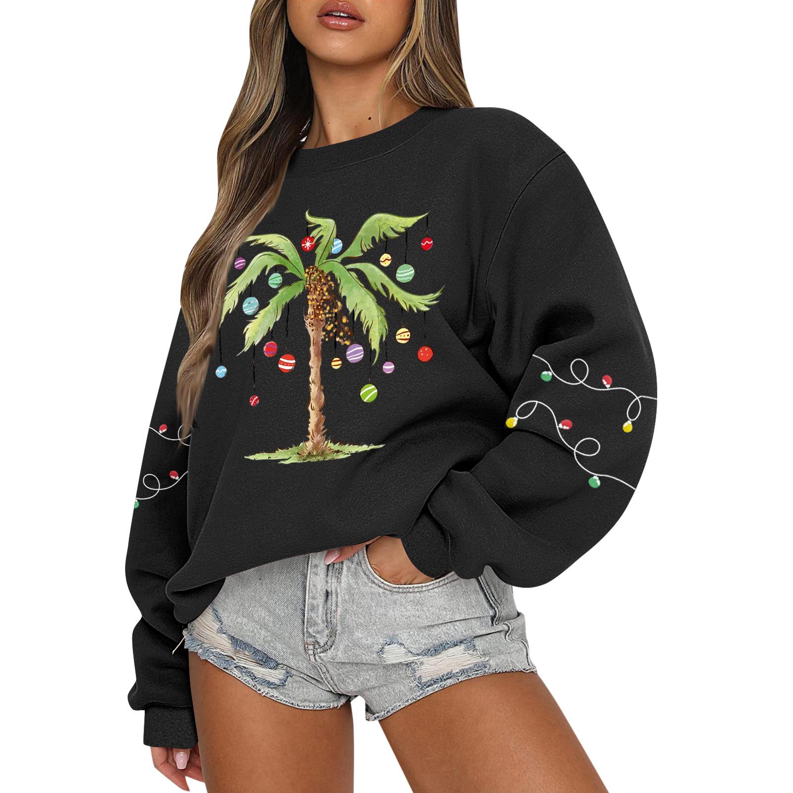 

Женские топы Женский свитшот с длинным рукавом Повседневный с круглым вырезом Свободного кроя Пуловер Флисовые топы L