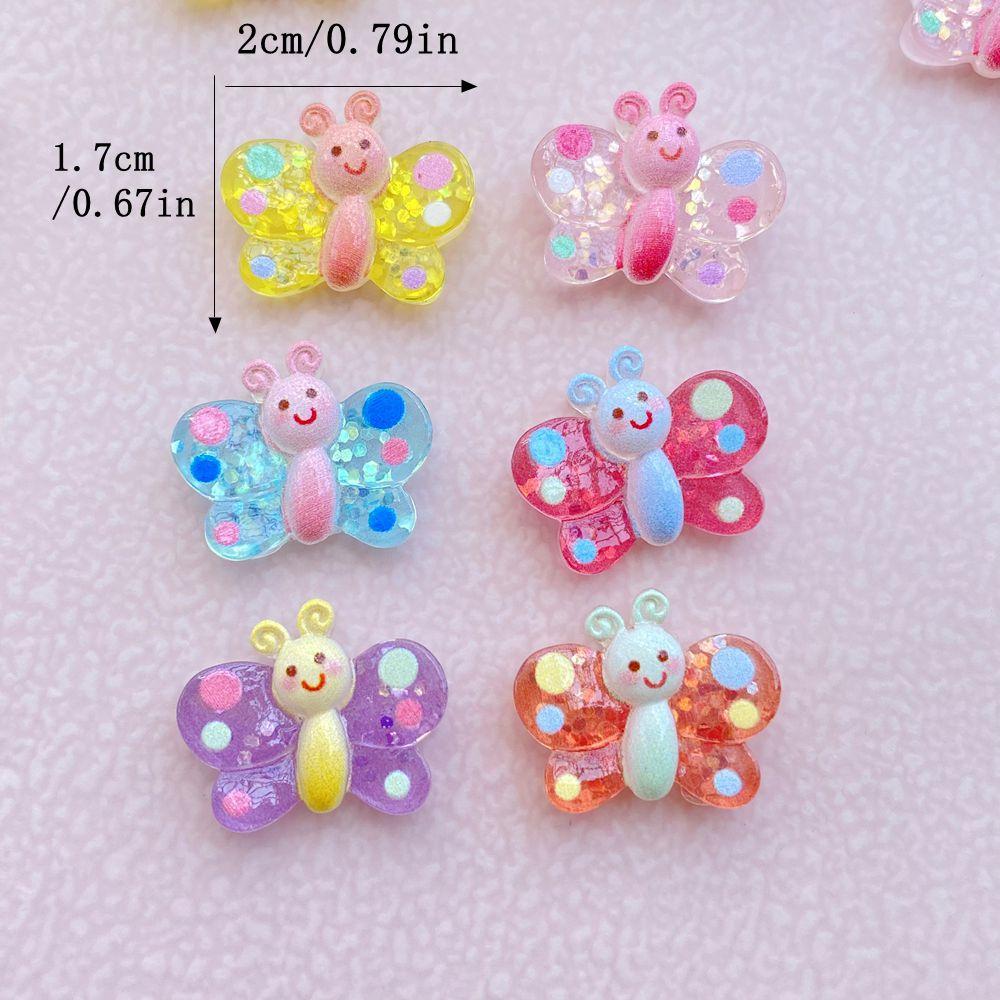 12Pcs New Cute Resin Cartoon Colored Butterflies Series Flat Back Scrapbooking DIY Jewelry Craft Decoration Accessories