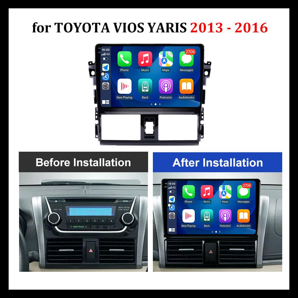 

Автомобильный радиоприемник, видео-мультимедийный плеер, 10-дюймовая ОС Android для TOYOTA VIOS YARIS 2013-2016, GPS-навигация, Wi-Fi, Bluetooth 2+32+4led
