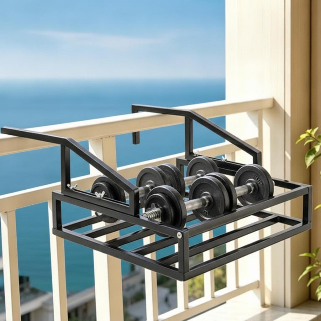 Balcony Drainage Rack WallMounted Hanging with Guard Rails SpaceSaving Railing Organizer for
