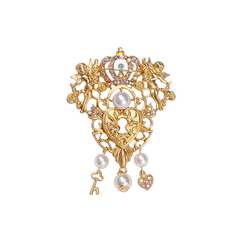 

Средневековая западная корона брошь ангел китайский двор любовь элегантная булавка жемчуг No specification