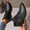 Retro Short Boots, New Large-sized, Thick-heeled, Round-toed and Bare Boot Women's Shoes