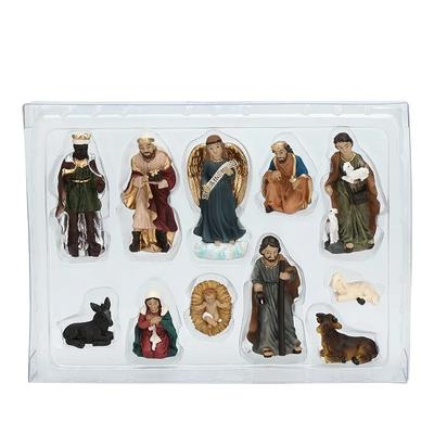 11 peças/conjunto Cristo Nascimento de Jesus Ornamento Presentes Presépio Artesanato Resina Natal Manjedoura Decoração Estatuetas Católicas